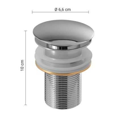 Gedy - CLICK-CLACK odtok za umivaonik, Ø 6,6 cm, sjajni krom