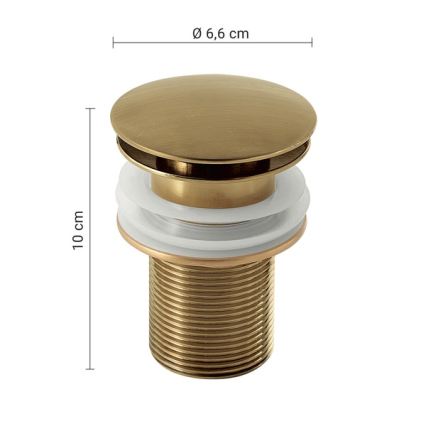Gedy - CLICK-CLACK odtok za umivaonik, Ø 6,6 cm, zlatni