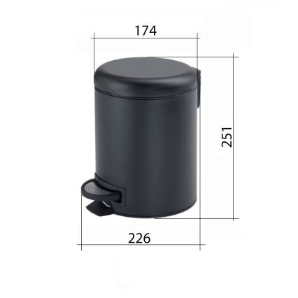 Gedy - Kanta za otpatke POTTY 3 l, meko zatvaranje, metalno siva