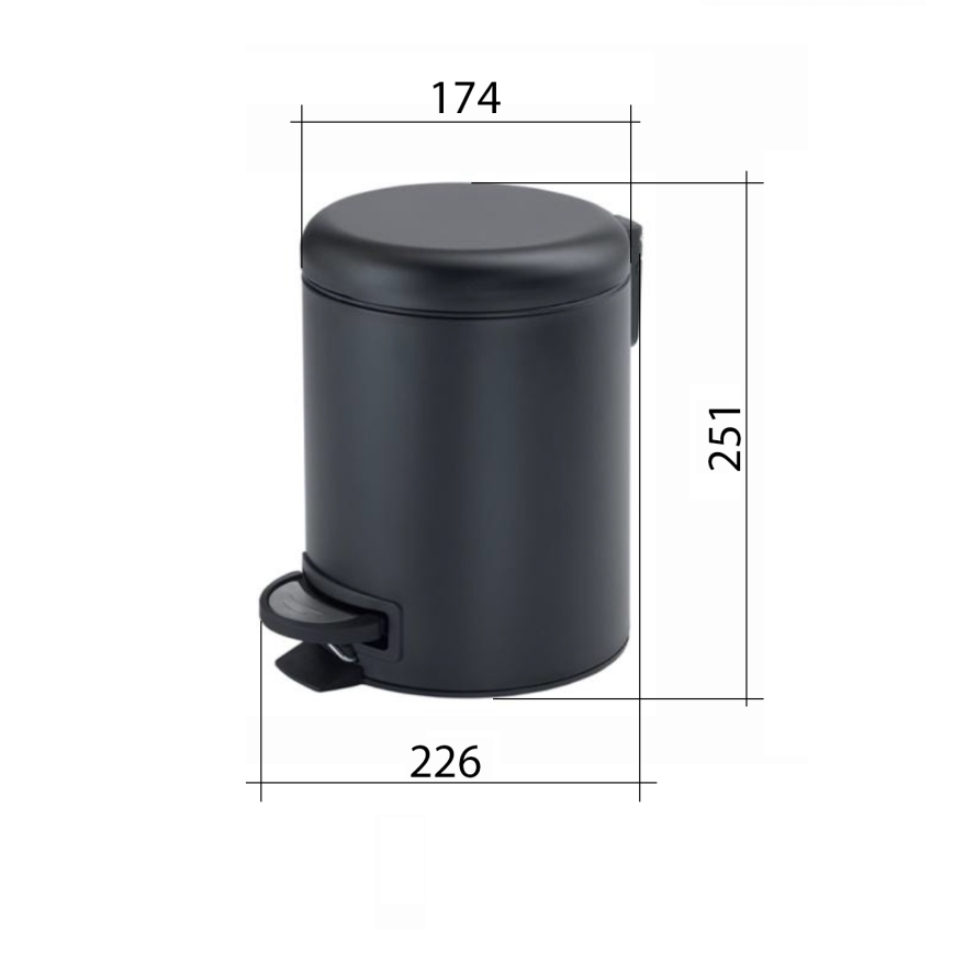 Gedy - Kanta za otpatke POTTY 3 l, meko zatvaranje, metalno siva