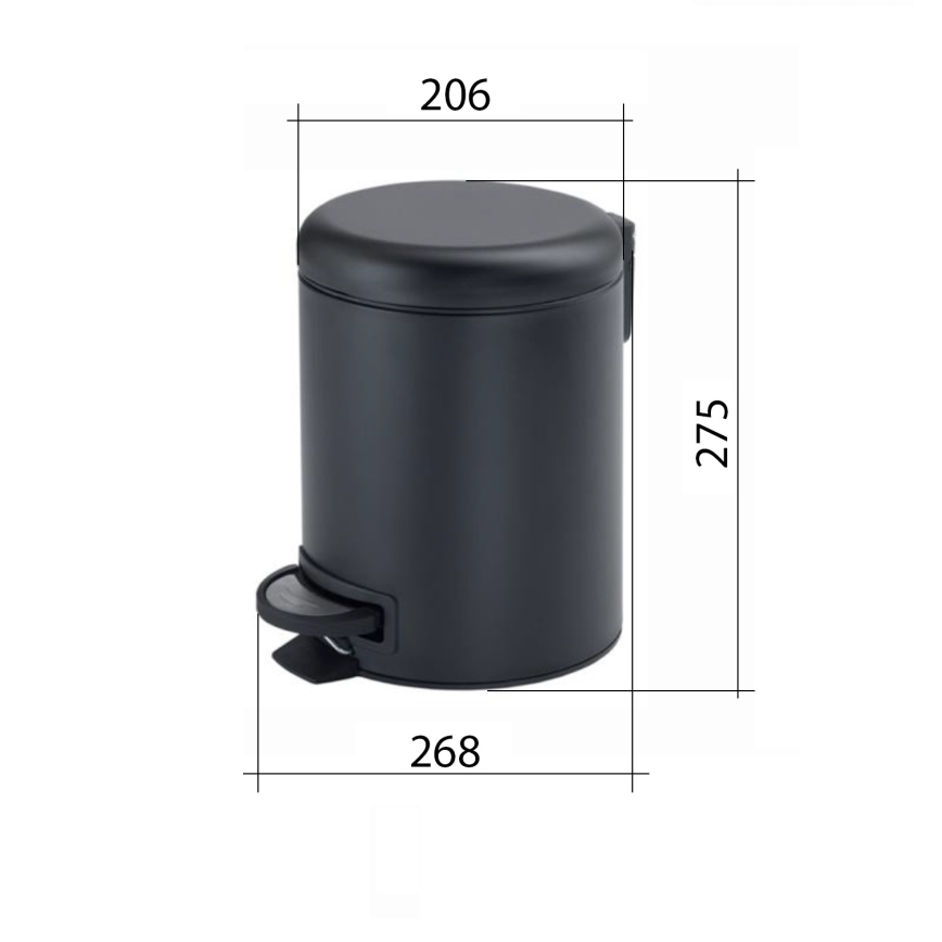Gedy - Kanta za smeće POTTY 5 l s mekanim zatvaranjem, metalik siva
