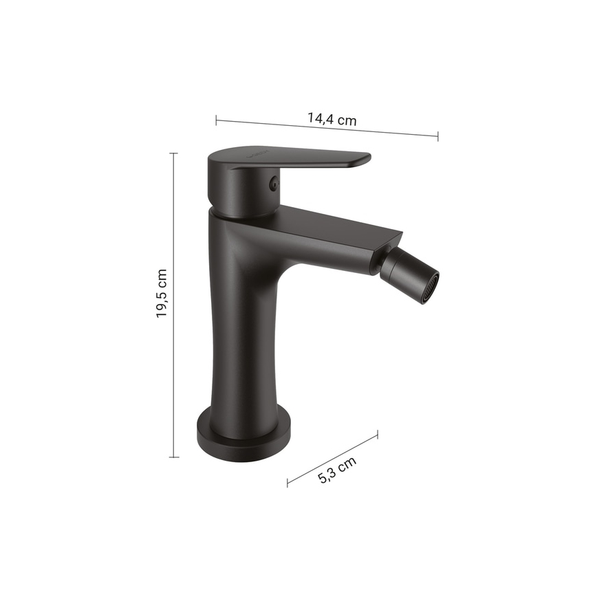 Gedy - Miješalica za bide COMO 19,5 cm mat crna