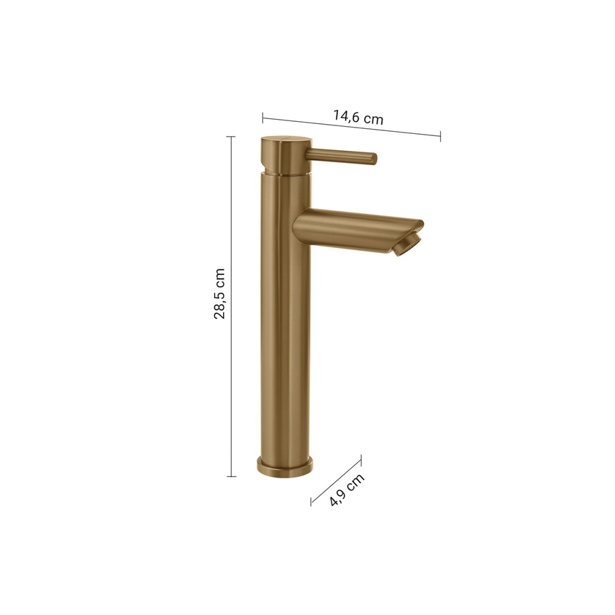 Gedy - Miješalica za umivaonik ALTO 28,5 cm zlatna
