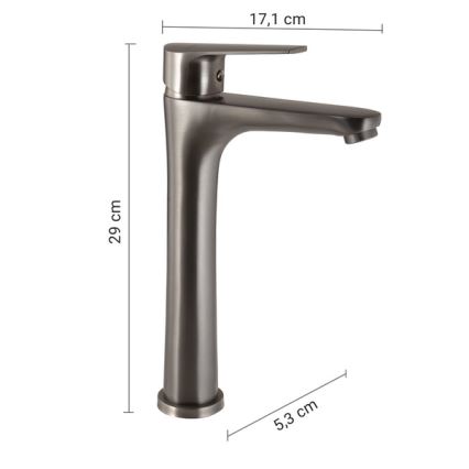 Gedy - Miješalica za umivaonik COMO 29 cm, metalno siva