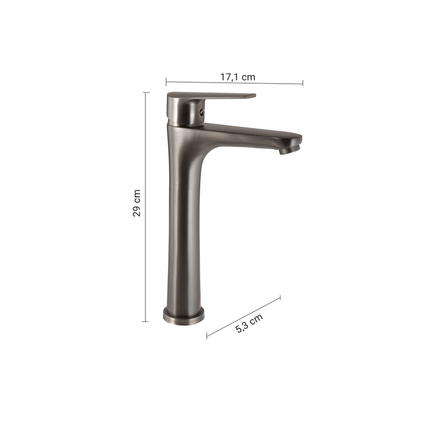 Gedy - Miješalica za umivaonik COMO 29 cm, metalno siva