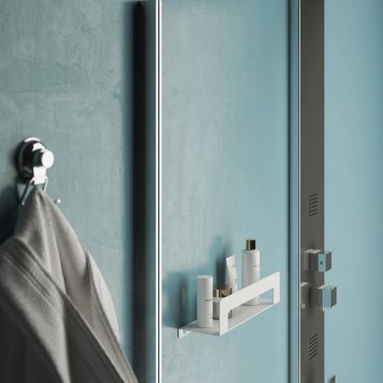 Gedy - Polica s vješalicom za ručnike CLEO 30 cm mat bijele boje