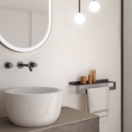 Gedy - Polica s vješalicom za ručnike CLEO 30 cm metalno siva