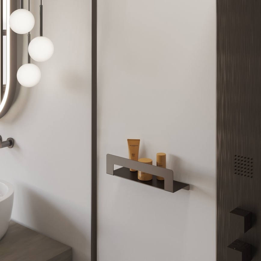 Gedy - Polica s vješalicom za ručnike CLEO 30 cm metalno siva