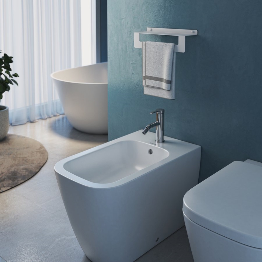 Gedy - Polica s vješalicom za ručnike CLEO 50 cm mat bijela