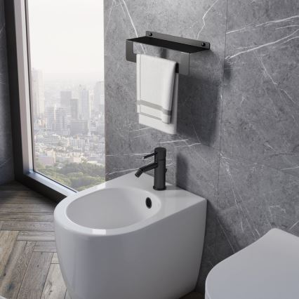 Gedy - Polica s vješalicom za ručnike CLEO 50 cm mat crne boje