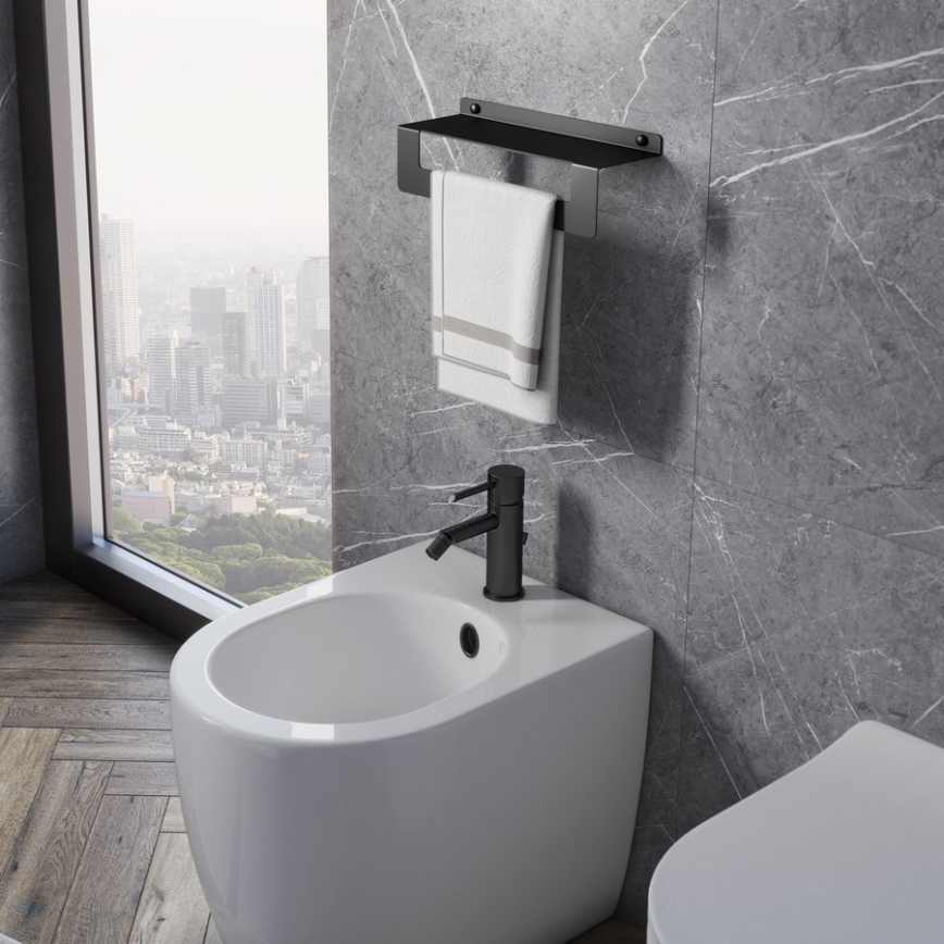 Gedy - Polica s vješalicom za ručnike CLEO 50 cm mat crne boje