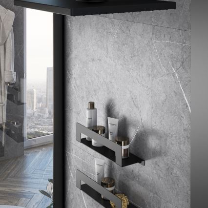 Gedy - Polica s vješalicom za ručnike CLEO 50 cm mat crne boje