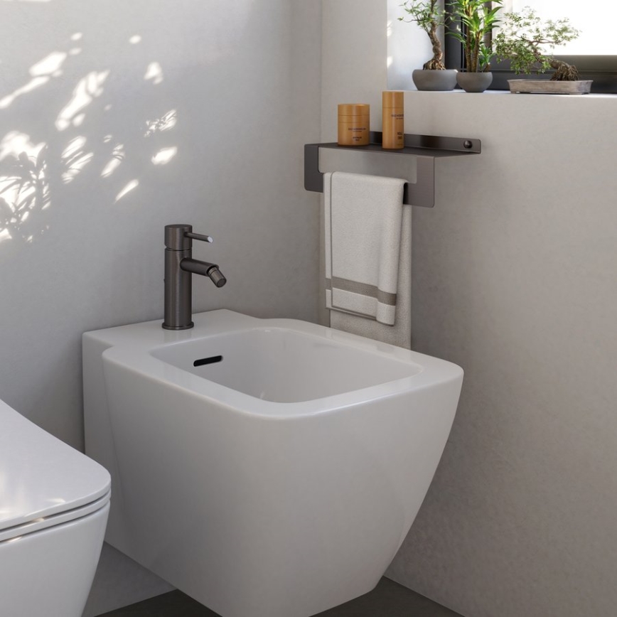 Gedy - Polica s vješalicom za ručnike CLEO 50 cm metalno-siva