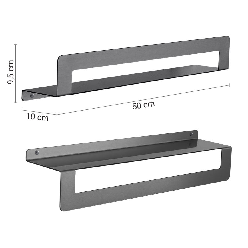 Gedy - Polica s vješalicom za ručnike CLEO 50 cm metalno-siva