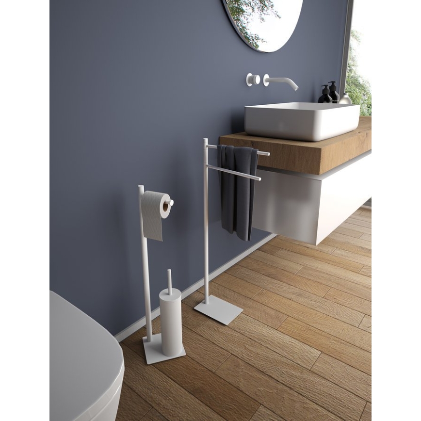 Gedy - Samostojeća WC četka s držačem toaletnog papira TRILLY mat bijela