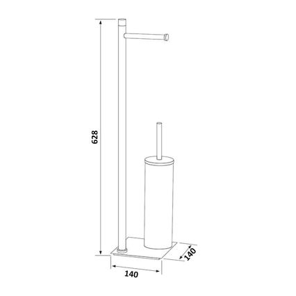Gedy - Samostojeća WC četka s držačem toaletnog papira TRILLY metalno siva