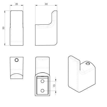 Gedy - SET 2 kom. zidnih kuka PIRENEI, metalno siva