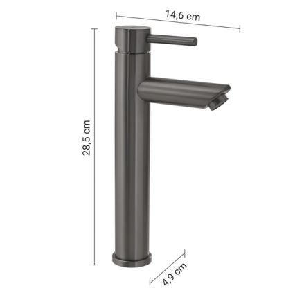 Gedy - Slavina za umivaonik ALTO 28,5 cm siva metalik
