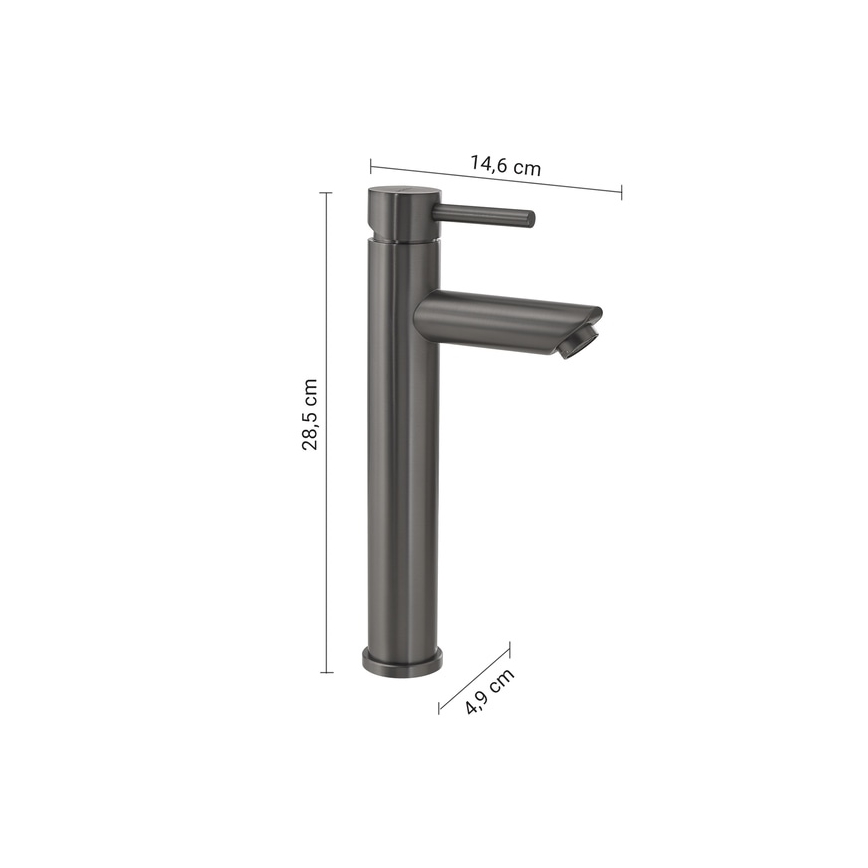 Gedy - Slavina za umivaonik ALTO 28,5 cm siva metalik