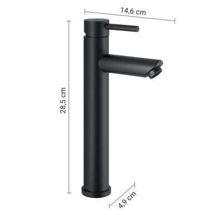 Gedy - Slavina za umivaonik ALTO HIGH 28,5 cm, mat crne boje