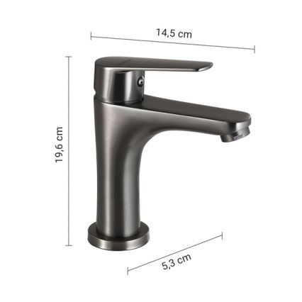 Gedy - Slavina za umivaonik COMO 19,6 cm metalno siva