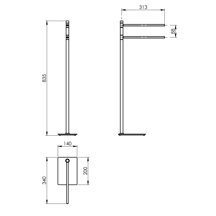 Gedy - Stalak za ručnike TRILLY 83,5 cm mat crne boje