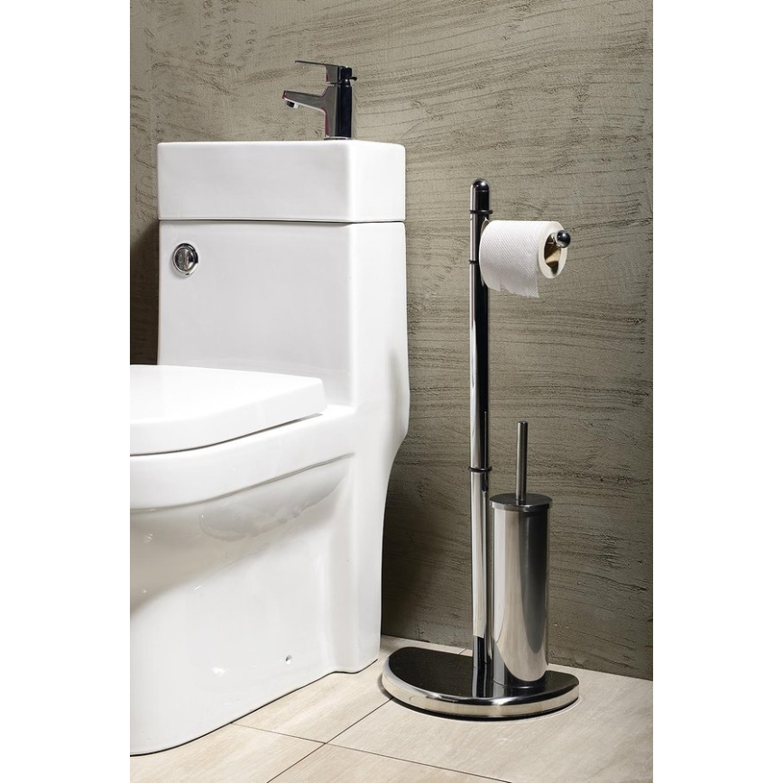 Gedy - Stalak za toaletni papir i WC četku HIBISCUS sjajni krom