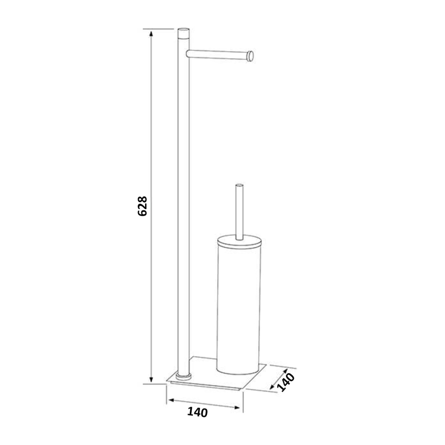 Gedy - Stojeća WC četka s držačem toaletnog papira TRILLY mat crna/bambus