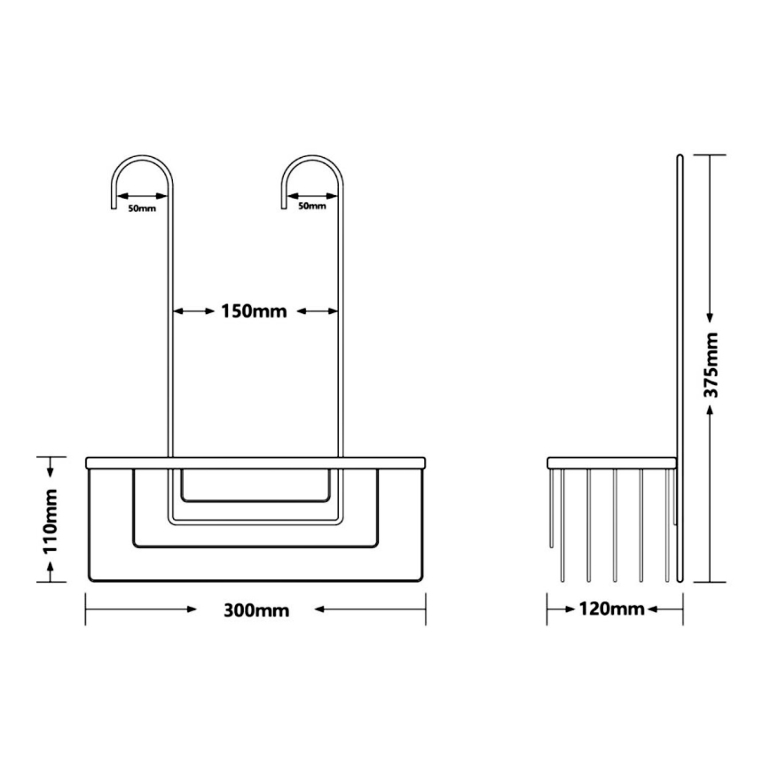 Gedy - Viseća polica za tuš SMART 37,5x30 cm metalno siva