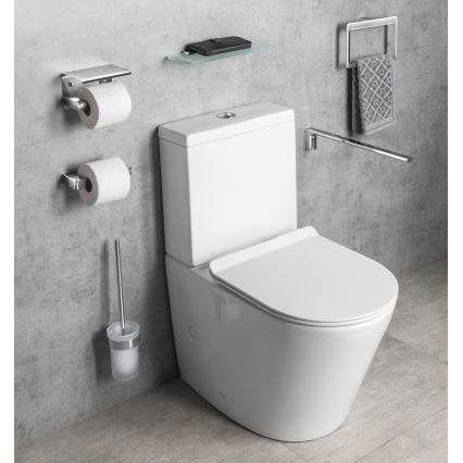 Gedy - Zidna četka za WC PIRENEI sjajni krom/staklo saten