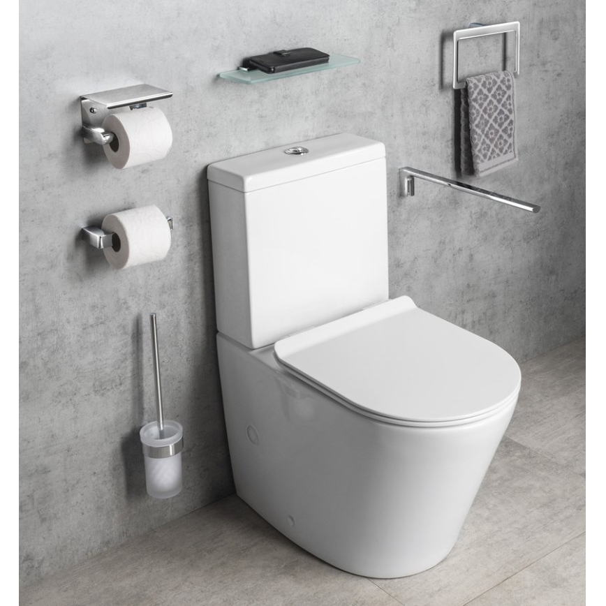 Gedy - Zidna četka za WC PIRENEI sjajni krom/staklo saten