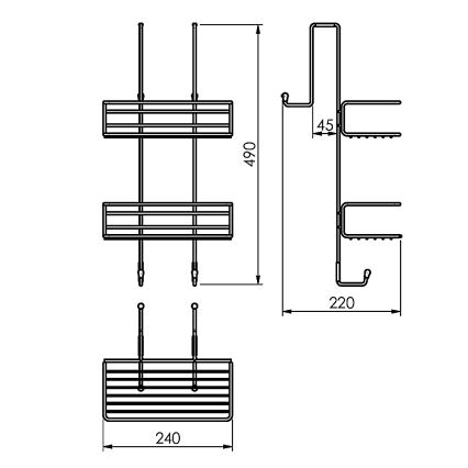 Gedy - Zidna polica za tuš CHROM LINE 49x24 cm mat crne boje