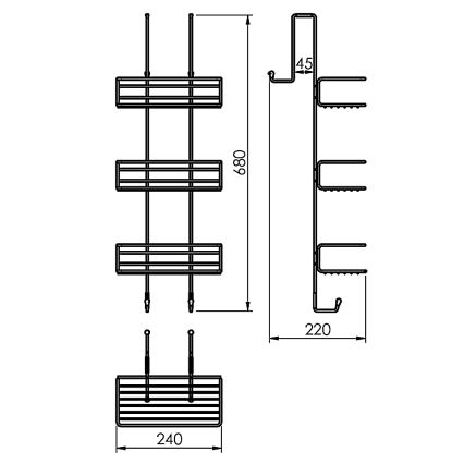 Gedy - Zidna polica za tuš CHROM LINE 68x24 cm sjajni krom