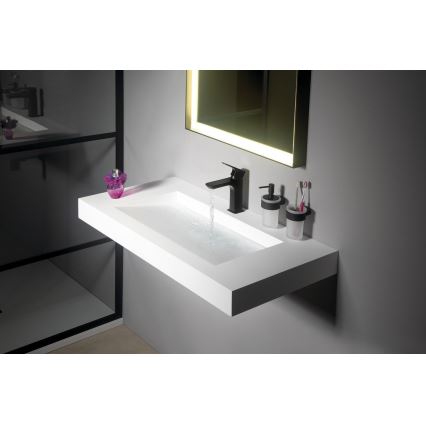 Gedy - Zidni dozator sapuna PIRENEI 110 ml, mliječno staklo/mat crne boje