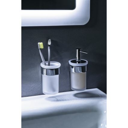 Gedy - Zidni dozator sapuna PIRENEI 110 ml mliječno staklo/sjajni krom