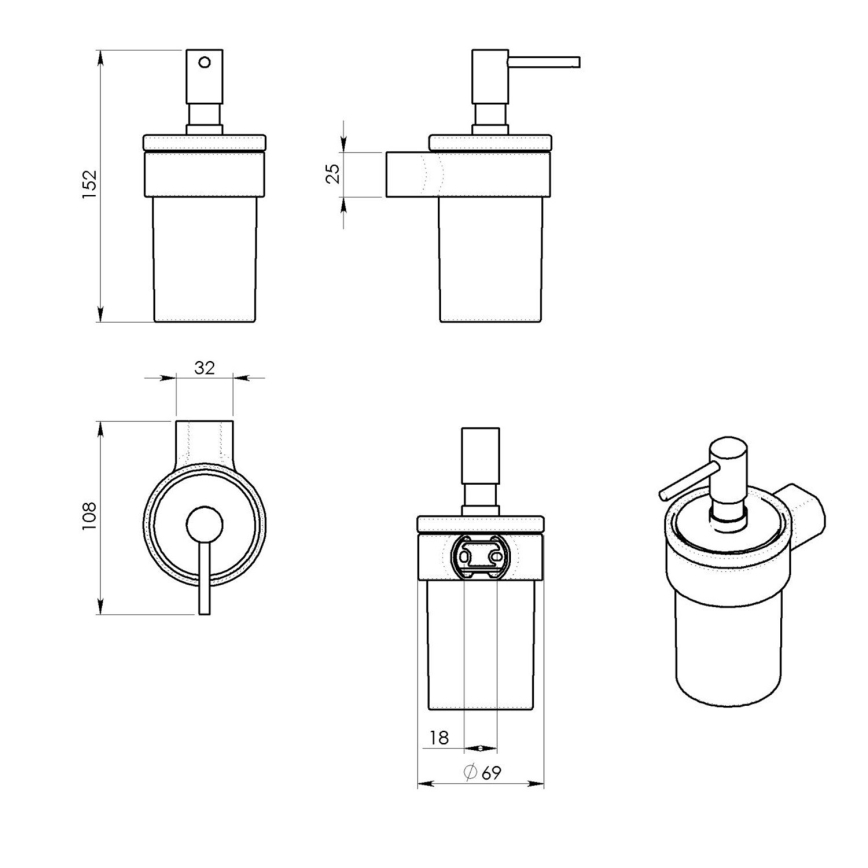 Gedy - Zidni dozator sapuna PIRENEI 110 ml mliječno staklo/sjajni krom