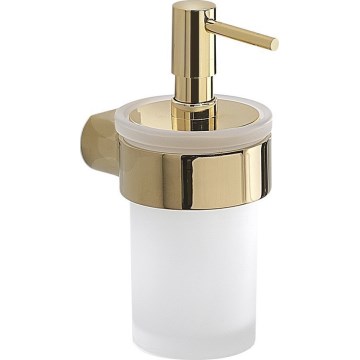 Gedy - Zidni dozator sapuna PIRENEI 110 ml mliječno staklo/zlatna