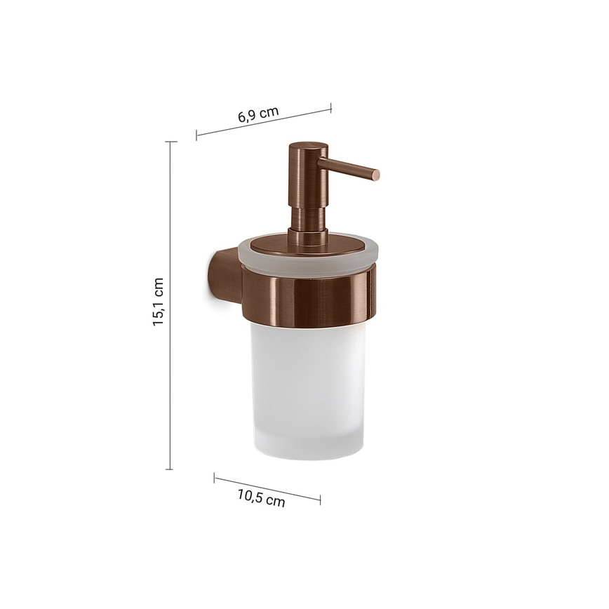 Gedy - Zidni dozator tekućeg sapuna PIRENEI 140 ml, matirano staklo/brončana boja