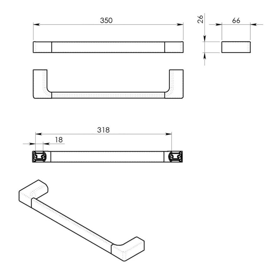 Gedy - Zidni držač za ručnike PIRENEI 6,6x35 cm mat crna