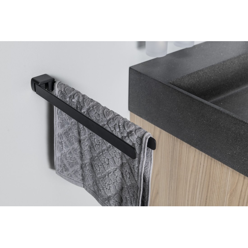 Gedy - Zidni držač ručnika rotirajući PIRENEI 36 cm mat crna