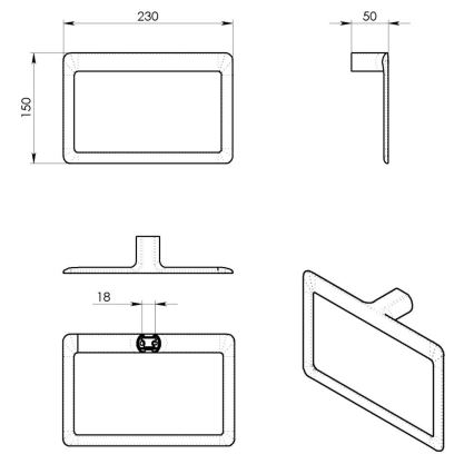 Gedy - Zidni držač za ručnike PIRENEI 15x23 cm mat crne boje