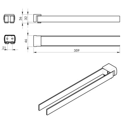 Gedy - Zidni držač za ručnike PIRENEI 35,9 cm, matno zlato