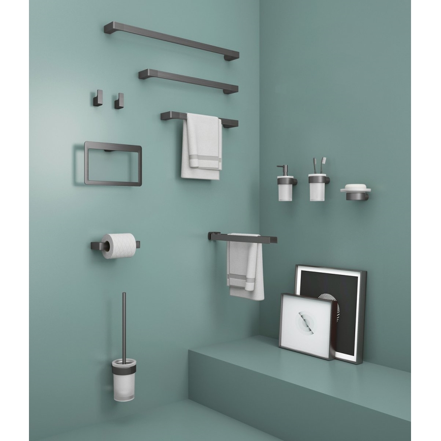 Gedy - Zidni držač za ručnike PIRENEI 35,9 cm metalno siva