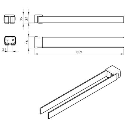 Gedy - Zidni držač za ručnike PIRENEI 35,9 cm metalno siva