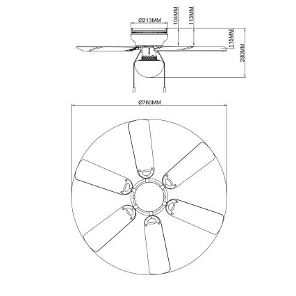 GLOBO - Stropni ventilator 1xE27/60W/230V