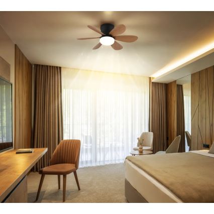 Globo - prigušivi stropni LED ventilator LED/5W/230V 2700-6500K smeđa + daljinsko upravljanje