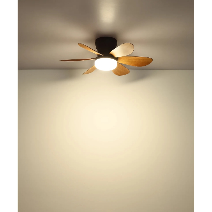 Globo - prigušivi stropni LED ventilator LED/5W/230V 2700-6500K smeđa + daljinsko upravljanje