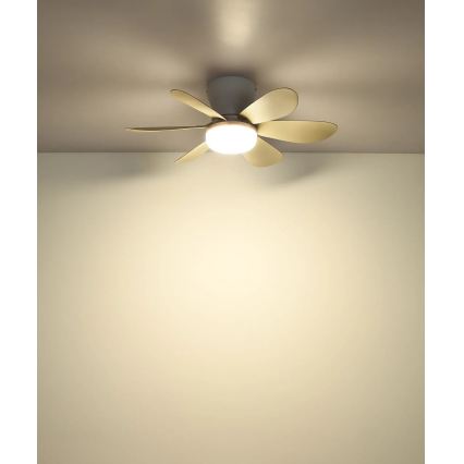 Globo - Stropni LED ventilator s prigušivanjem LED/5W/230V 2700-6500K bež + daljinski upravljač