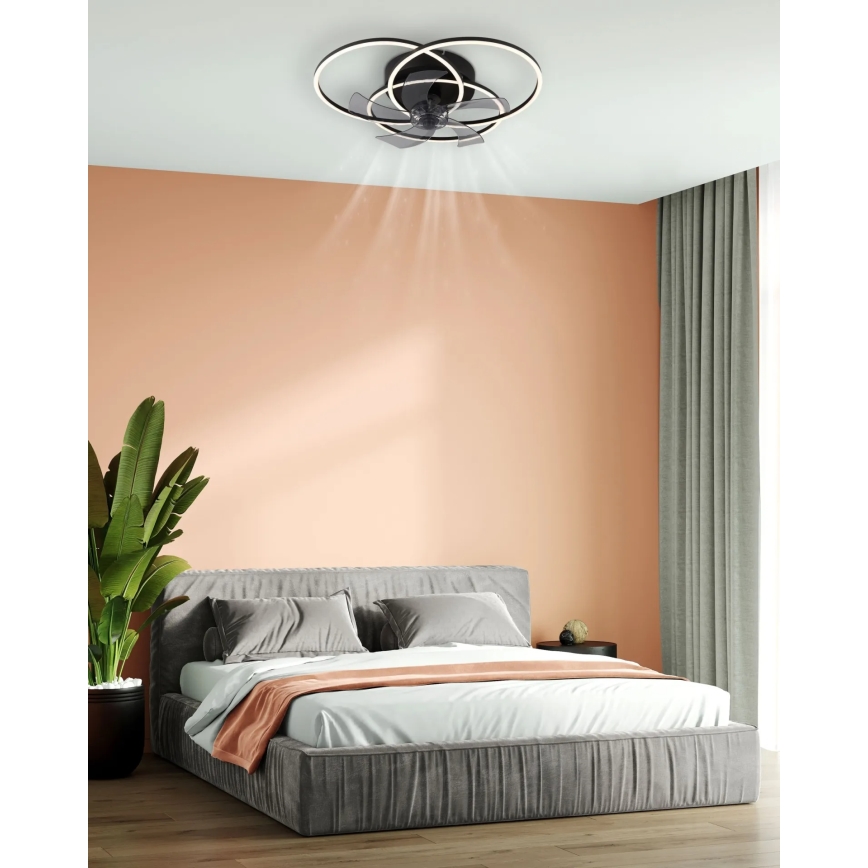 Globo - LED stropni ventilator s prigušivanjem LED/40W/230V 3000-6500K crni + daljinski upravljač