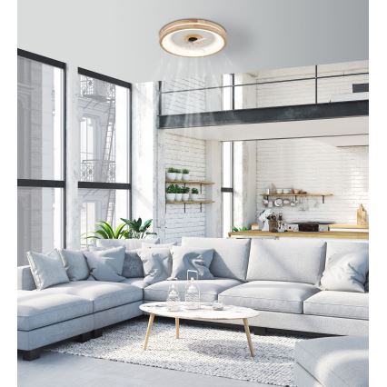 Globo - LED stropna svjetiljka s ventilatorom, prigušivač svjetla LED/30W/230V 2700-6500K smeđa + daljinski upravljač